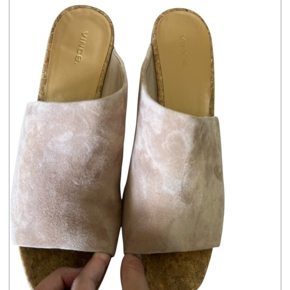 Vince Wyatt Platform Chunky Suede Cork Sandals in Oatmeal - Picture 3 of 7